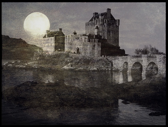 moonrise over castle