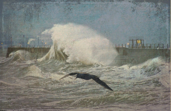 waves over the breakwater