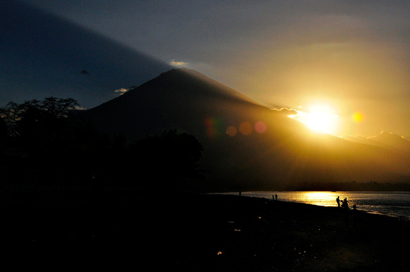 sunset over volcano