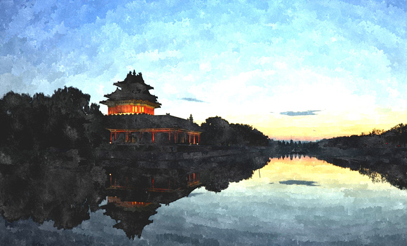 sunset over the forbidden city